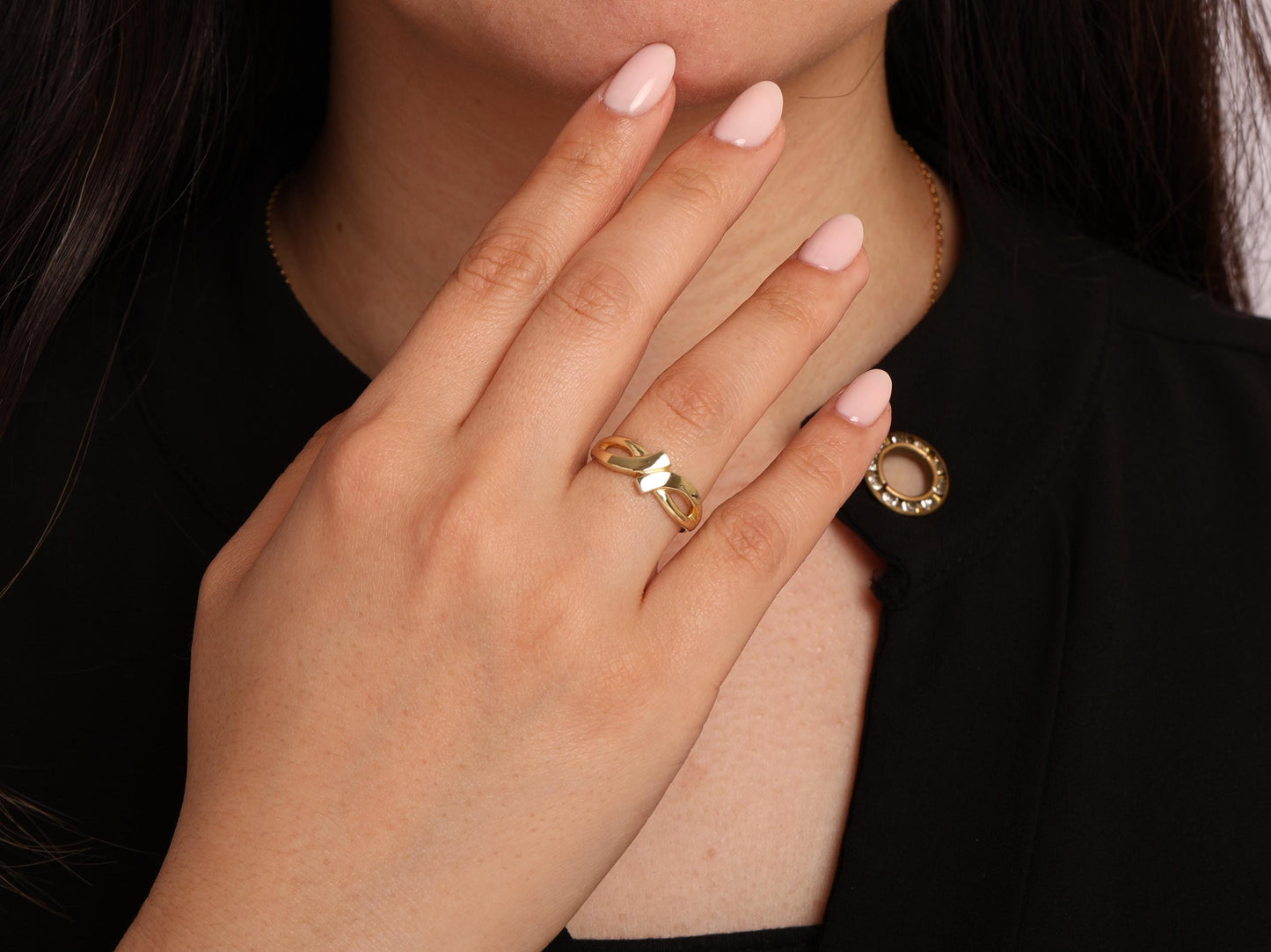 Elegant 14K Gold Infinity Ring for Women, Symbolic Promise Ring, Dainty Everyday Jewelry, Meaningful Gift for Her, Real Gold Stackable Band