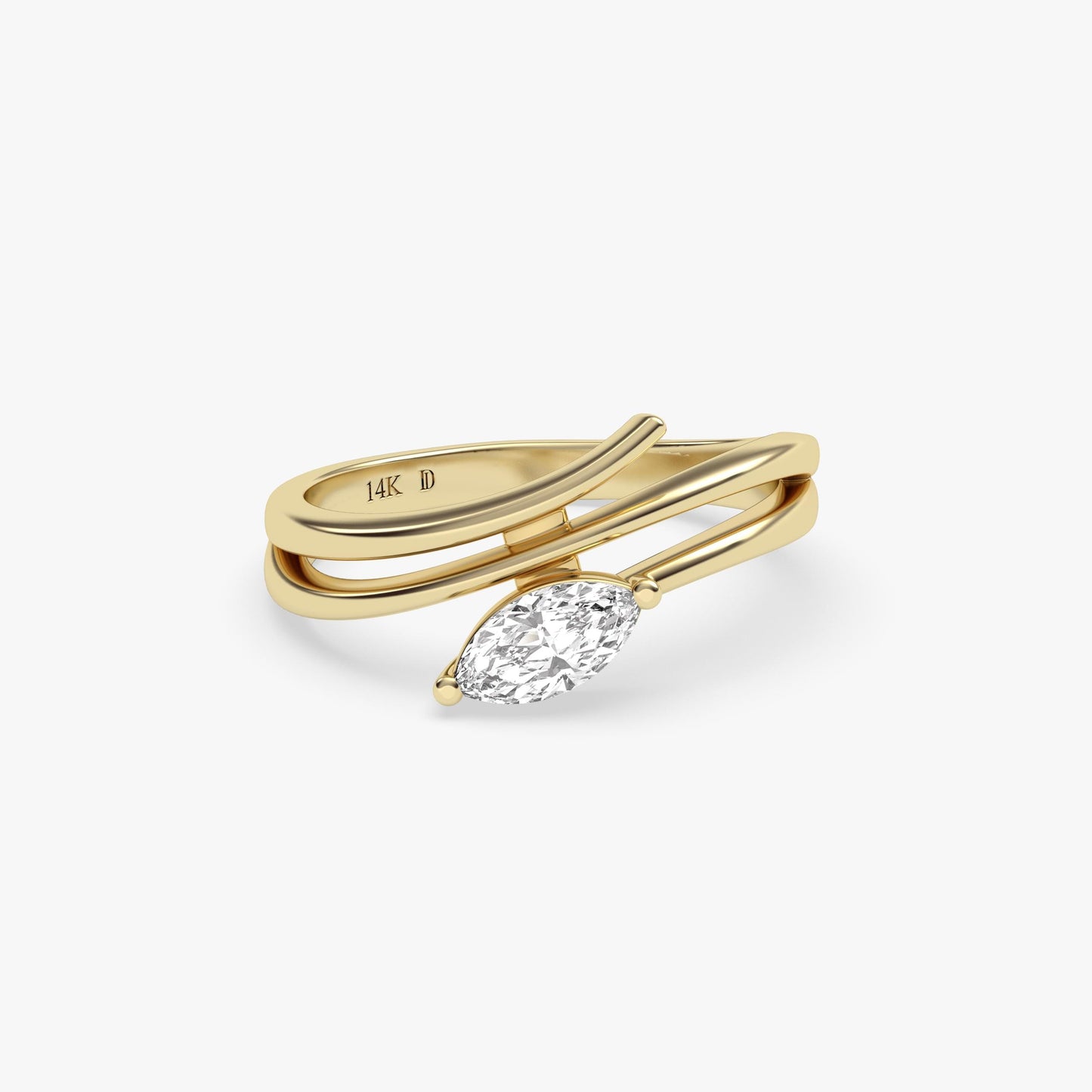 Marquise Diamond Ring 14K Gold – Lab Grown Diamond Ring, Split Shank Engagement Ring, Stackable Gold Ring, Dainty Solid Gold Jewellery