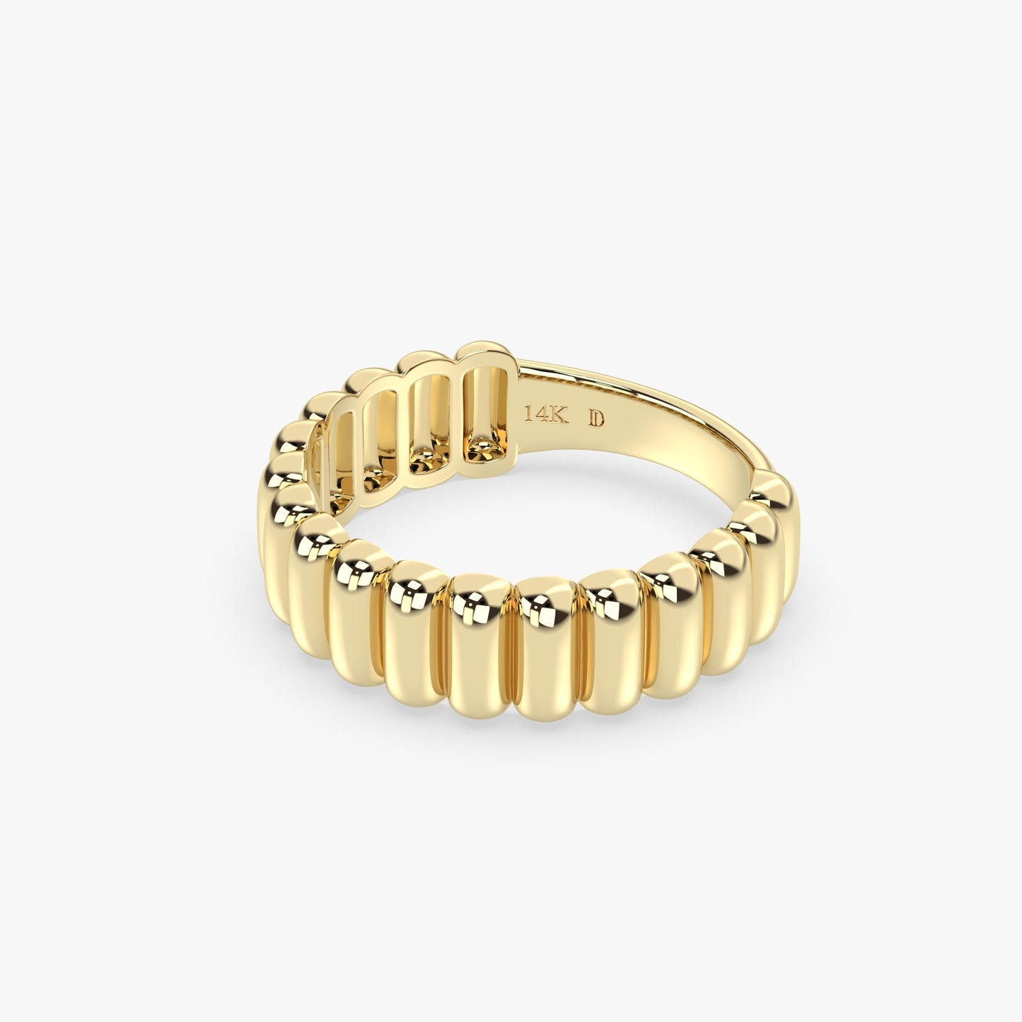 Bold 14K Gold Dome Ring – Chunky Solid Gold Band with Sculptural Texture, Statement Gold Ring for Everyday or Modern Wedding Style