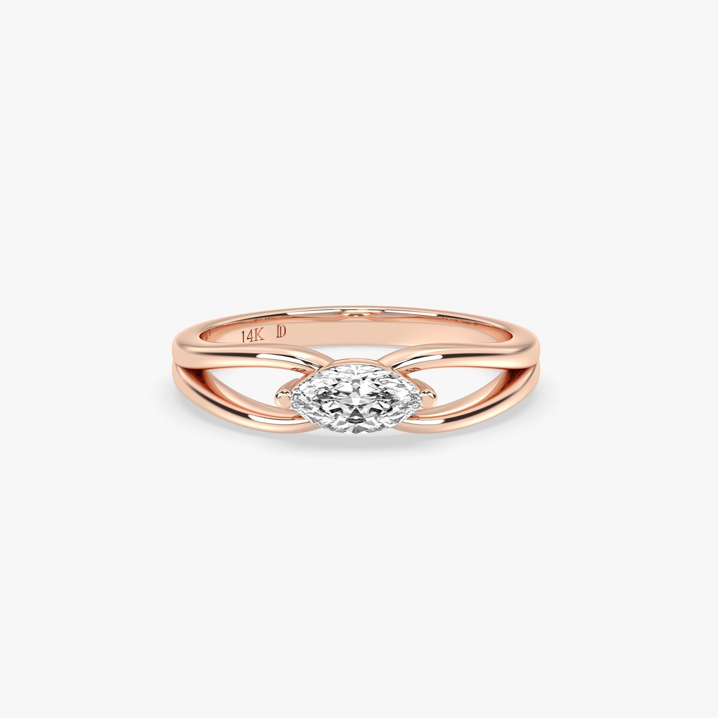 14K Gold Marquise Lab Diamond Ring – Minimal Solid Gold Solitaire, Elegant and Dainty Design for Everyday Wear or Gifting