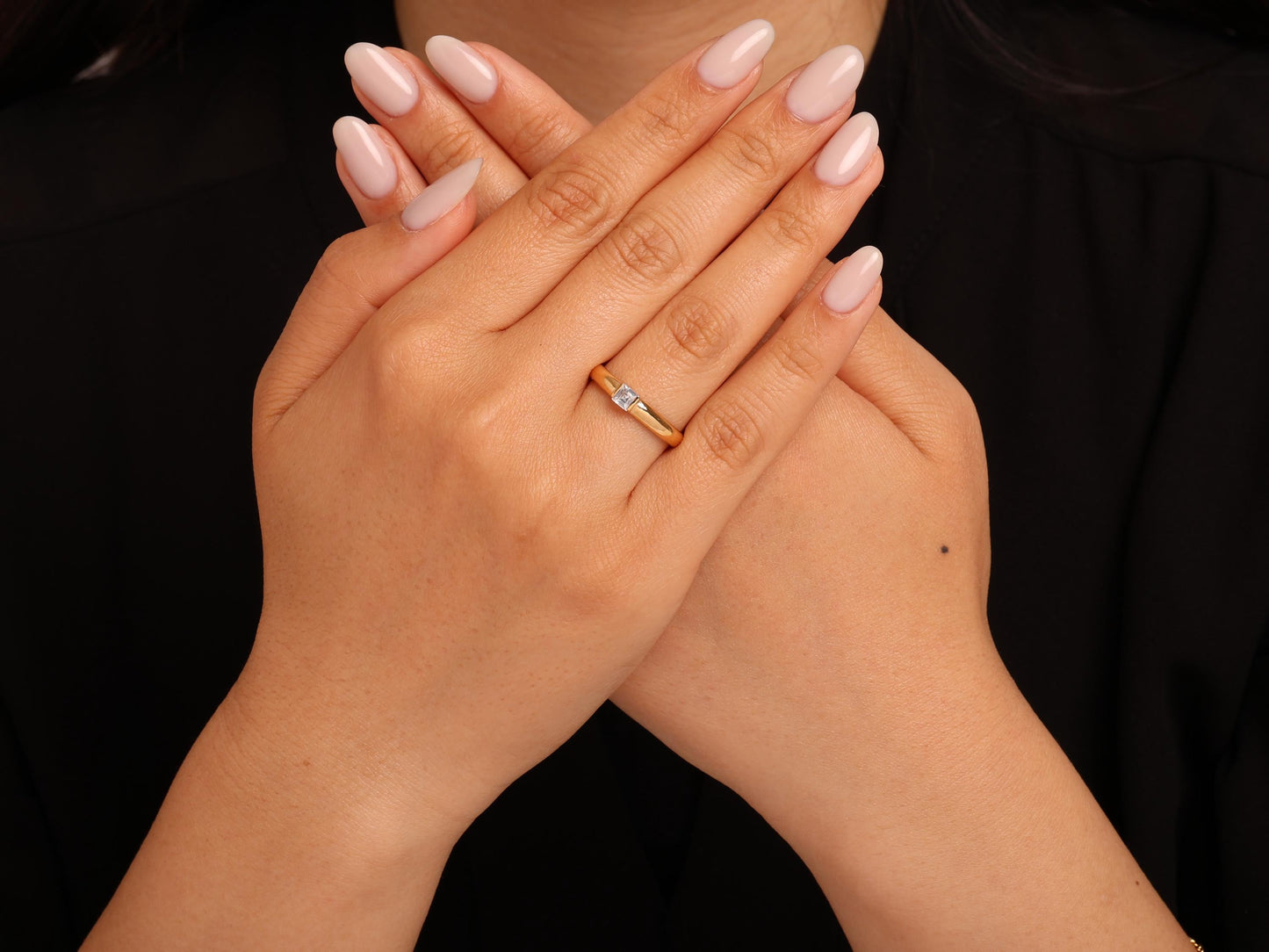 14K Gold Princess-Cut Diamond Ring – Bold Bezel Setting, Solid 14K Band, Minimal Lab-Grown Solitaire for Everyday Style, Gift for Her