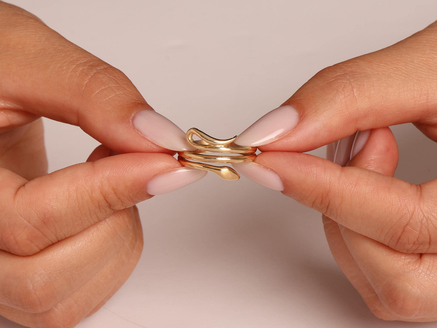 14K Gold Snake Ring – Minimal Serpent-Inspired Open Band, Double Wrap Style for Everyday Elegance or Unique Gift for Her