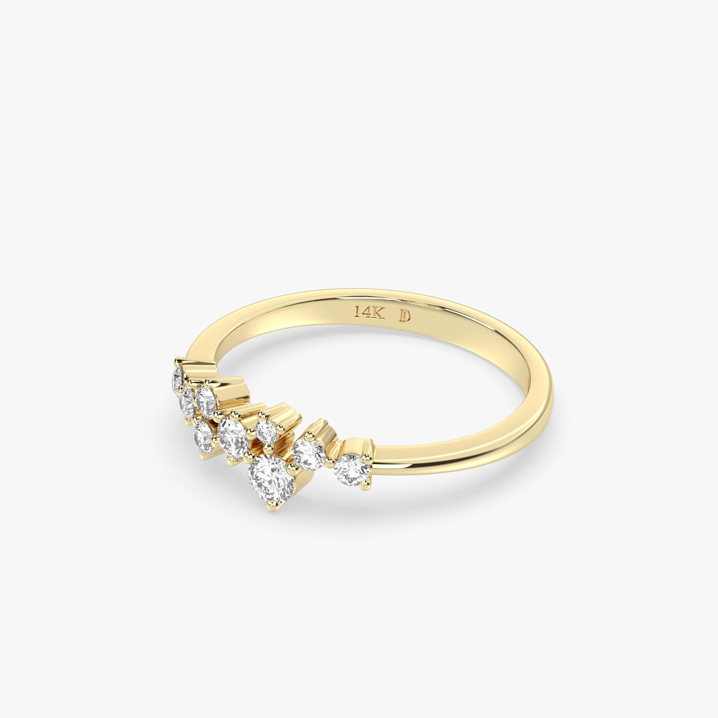 14k Gold Diamond Cluster Ring, Lab Grown Diamond Cluster Ring, Unique Diamond Stackable Ring, Diamond Wedding Band, Engagement ring for her