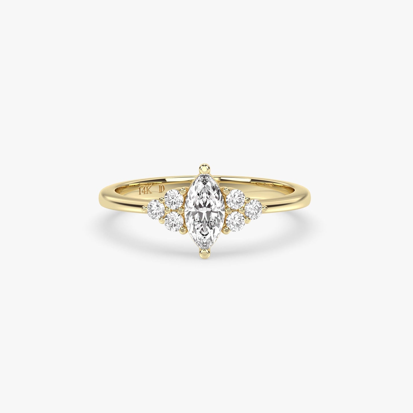 Marquise Cluster Ring in 14K Gold – Lab Grown Marquise and Round Diamonds, Dainty Engagement or Stacking Ring, Elegant Gift for Her