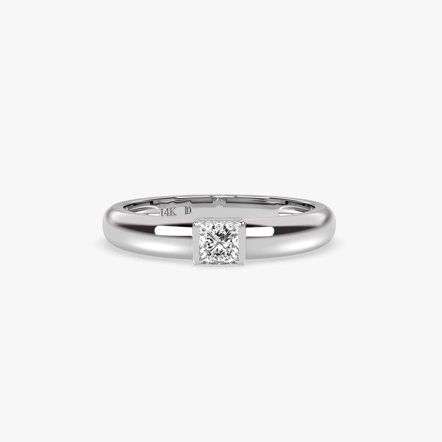 14K Gold Princess-Cut Diamond Ring – Bold Bezel Setting, Solid 14K Band, Minimal Lab-Grown Solitaire for Everyday Style, Gift for Her