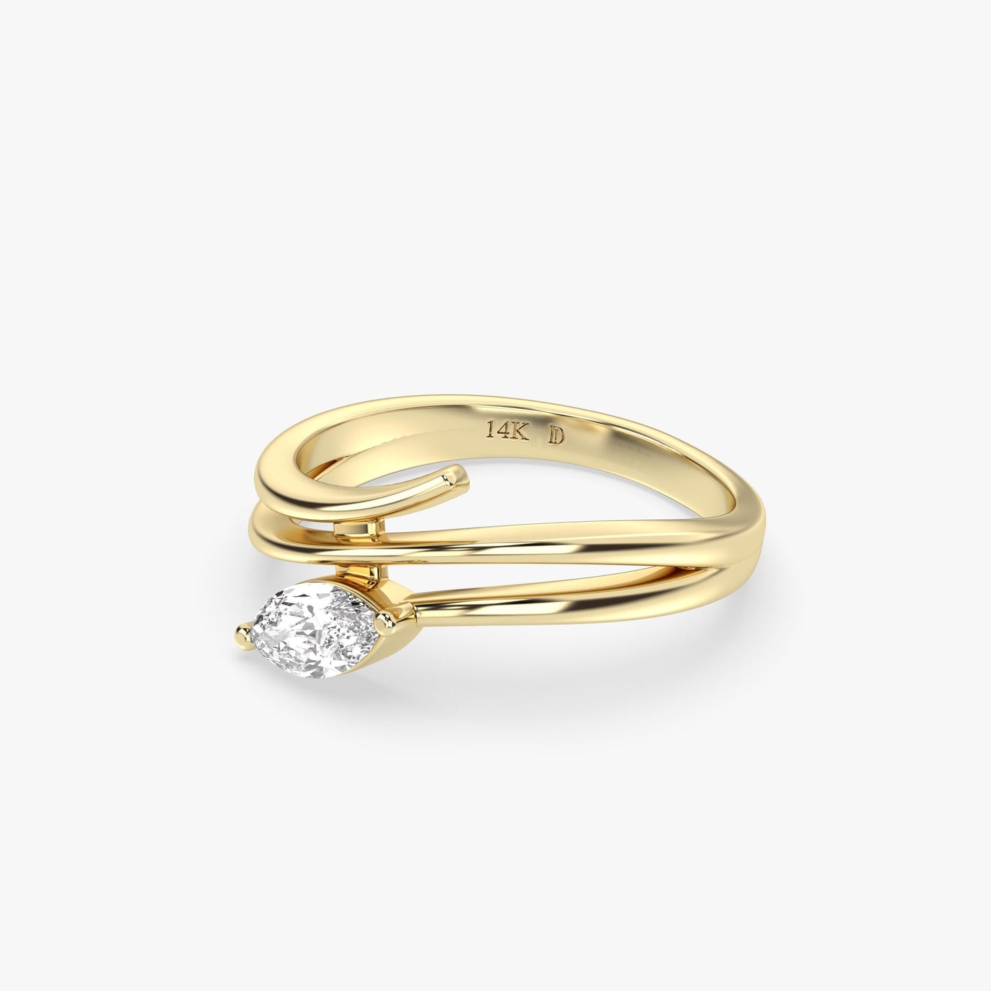 Marquise Diamond Ring 14K Gold – Lab Grown Diamond Ring, Split Shank Engagement Ring, Stackable Gold Ring, Dainty Solid Gold Jewellery