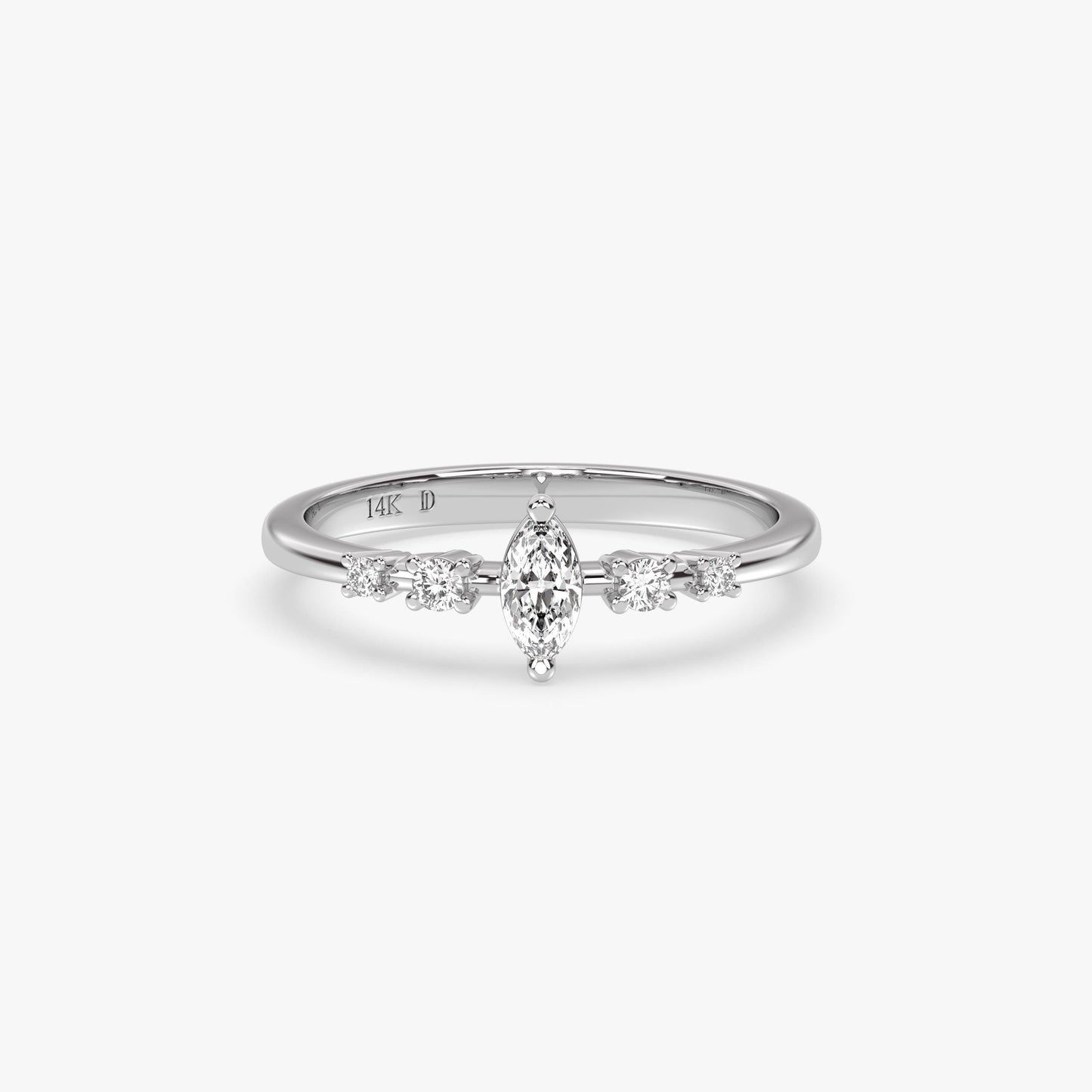 Dainty Marquise Diamond Ring in 14K Gold, Lab Grown Marquise Cut Engagement Ring, Minimalist Diamond Band,Elegant Stacking Jewelry for Women