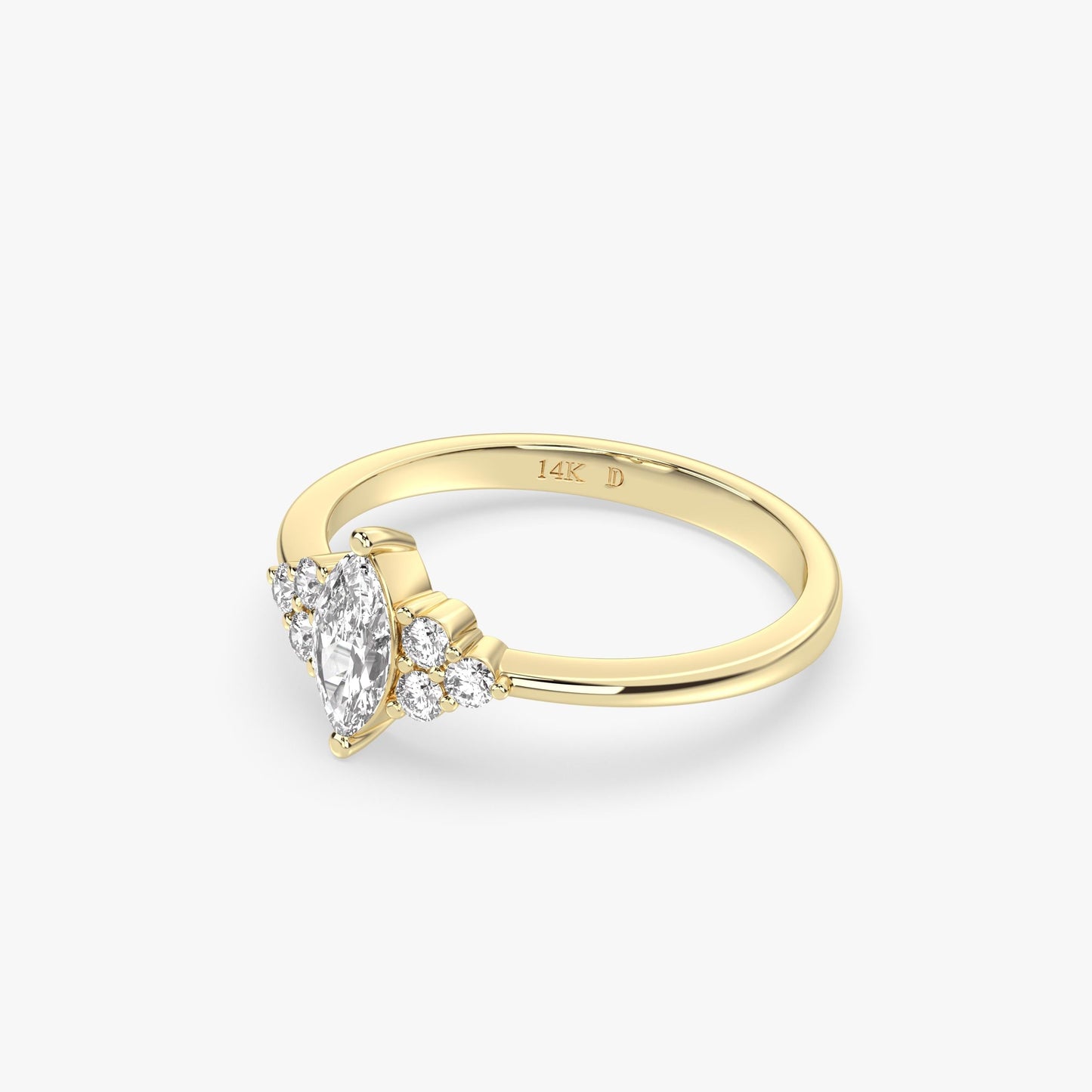 Marquise Cluster Ring in 14K Gold – Lab Grown Marquise and Round Diamonds, Dainty Engagement or Stacking Ring, Elegant Gift for Her