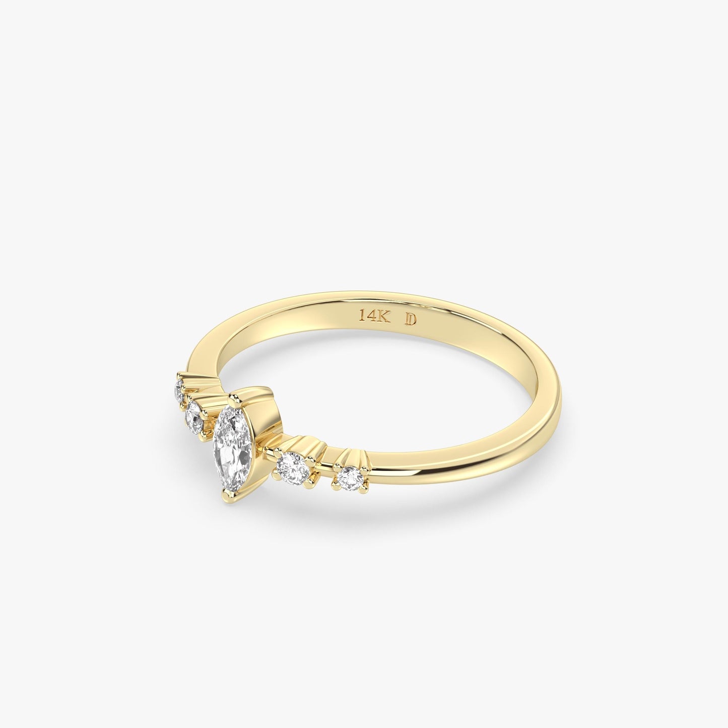 Dainty Marquise Diamond Ring in 14K Gold, Lab Grown Marquise Cut Engagement Ring, Minimalist Diamond Band,Elegant Stacking Jewelry for Women