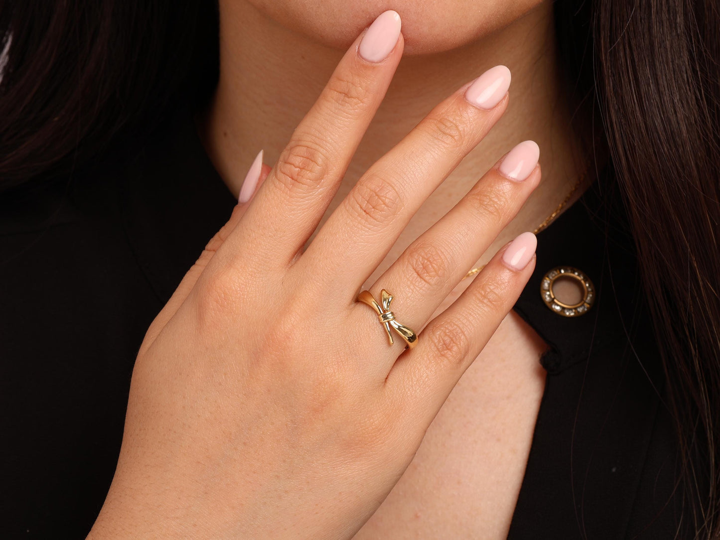 Minimal 14K Gold Bow Ring – Delicate Ribbon Style, Stylish and Elegant Jewelry for Women, Perfect Gift, Everyday Gold Ring Design