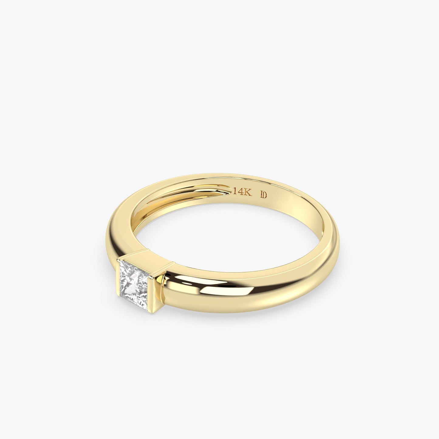 14K Gold Princess-Cut Diamond Ring – Bold Bezel Setting, Solid 14K Band, Minimal Lab-Grown Solitaire for Everyday Style, Gift for Her