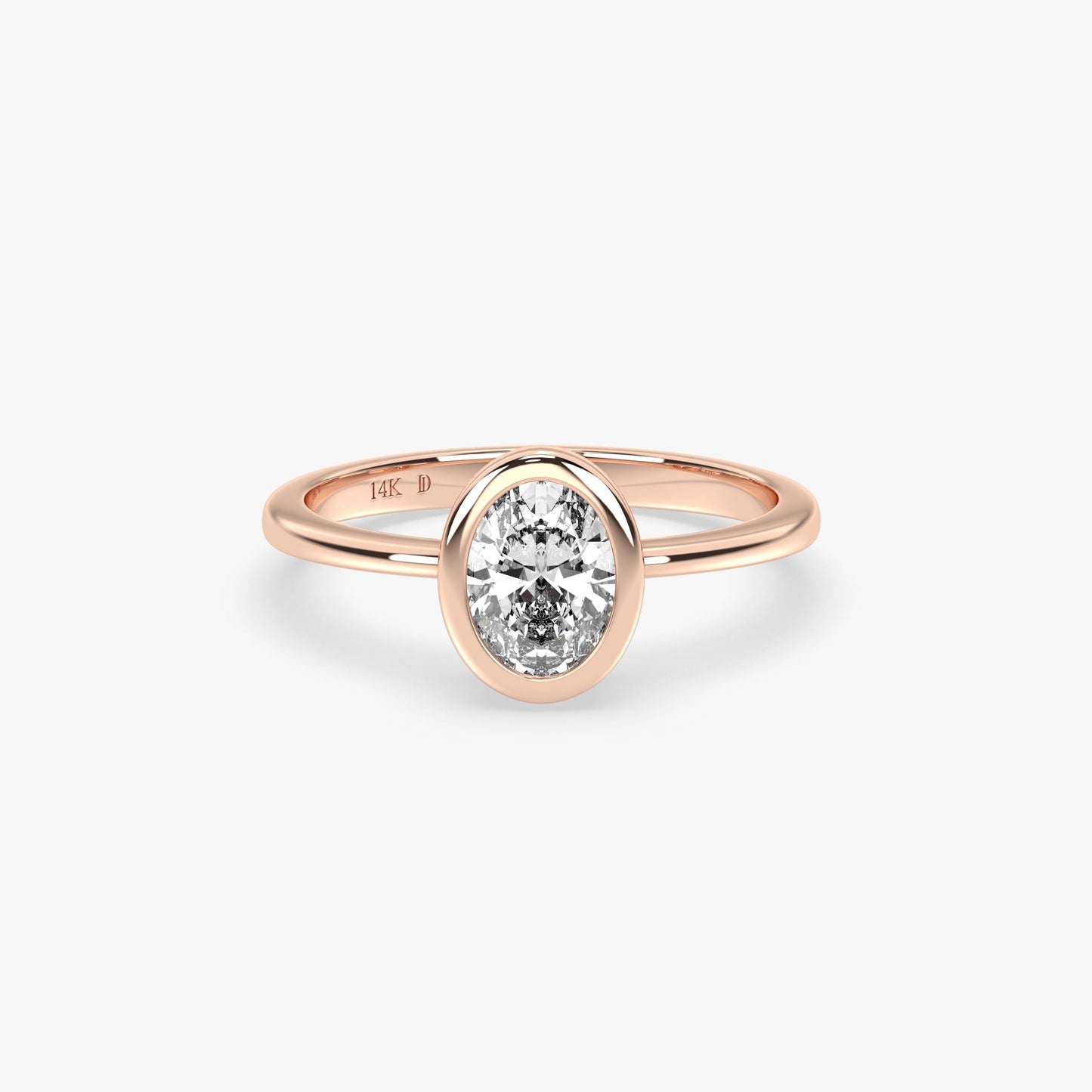 14K Gold Oval Diamond Ring – Minimalist Bezel-Set Lab Grown Stone in Solid Gold, Elegant Modern Band for Everyday Wear and Meaningful Gifts