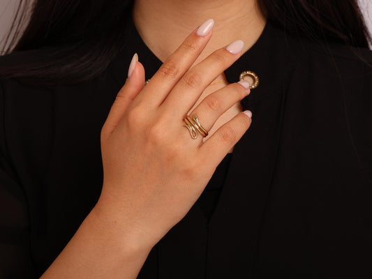 14K Gold Snake Ring – Minimal Serpent-Inspired Open Band, Double Wrap Style for Everyday Elegance or Unique Gift for Her