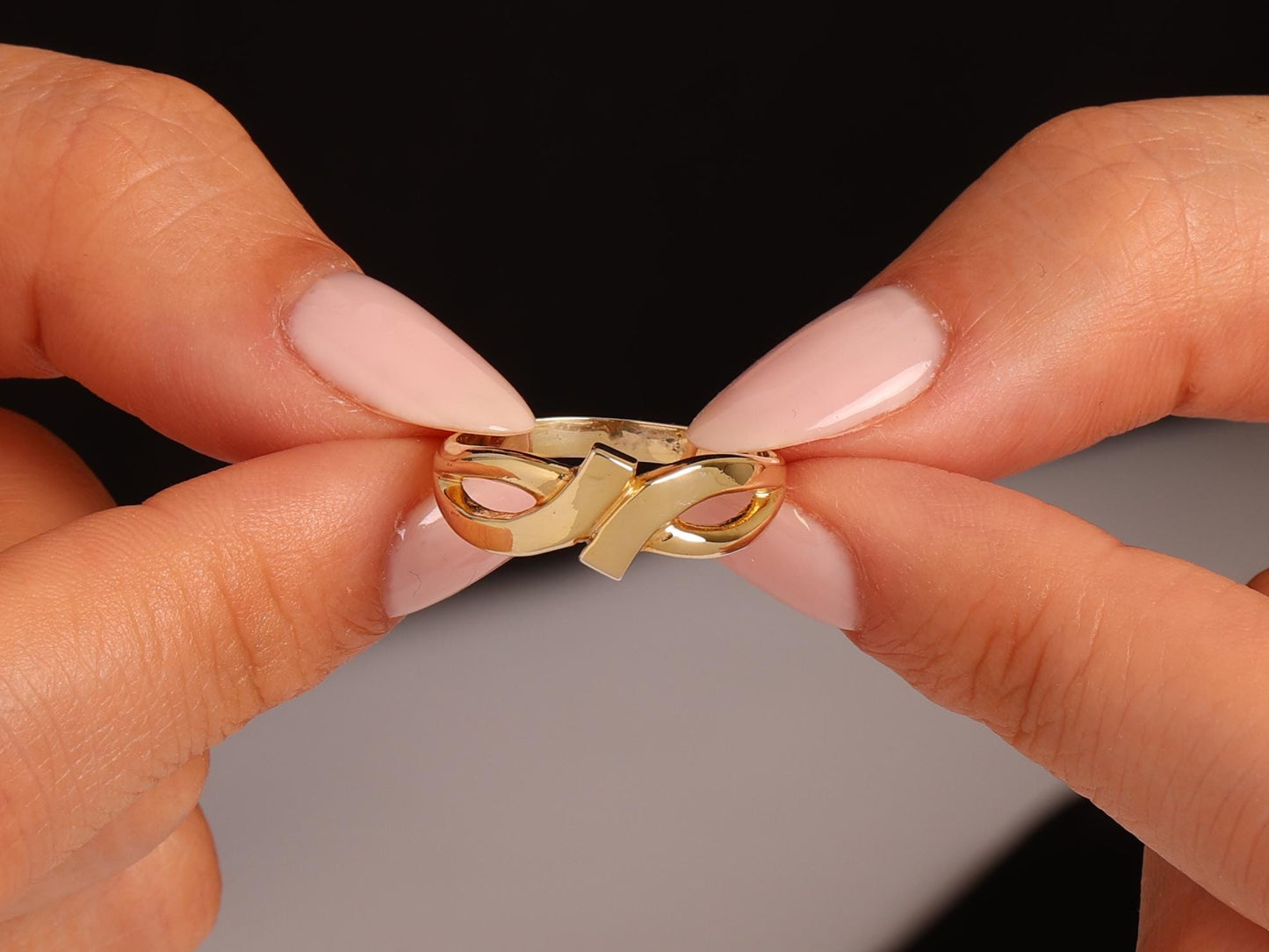 Elegant 14K Gold Infinity Ring for Women, Symbolic Promise Ring, Dainty Everyday Jewelry, Meaningful Gift for Her, Real Gold Stackable Band