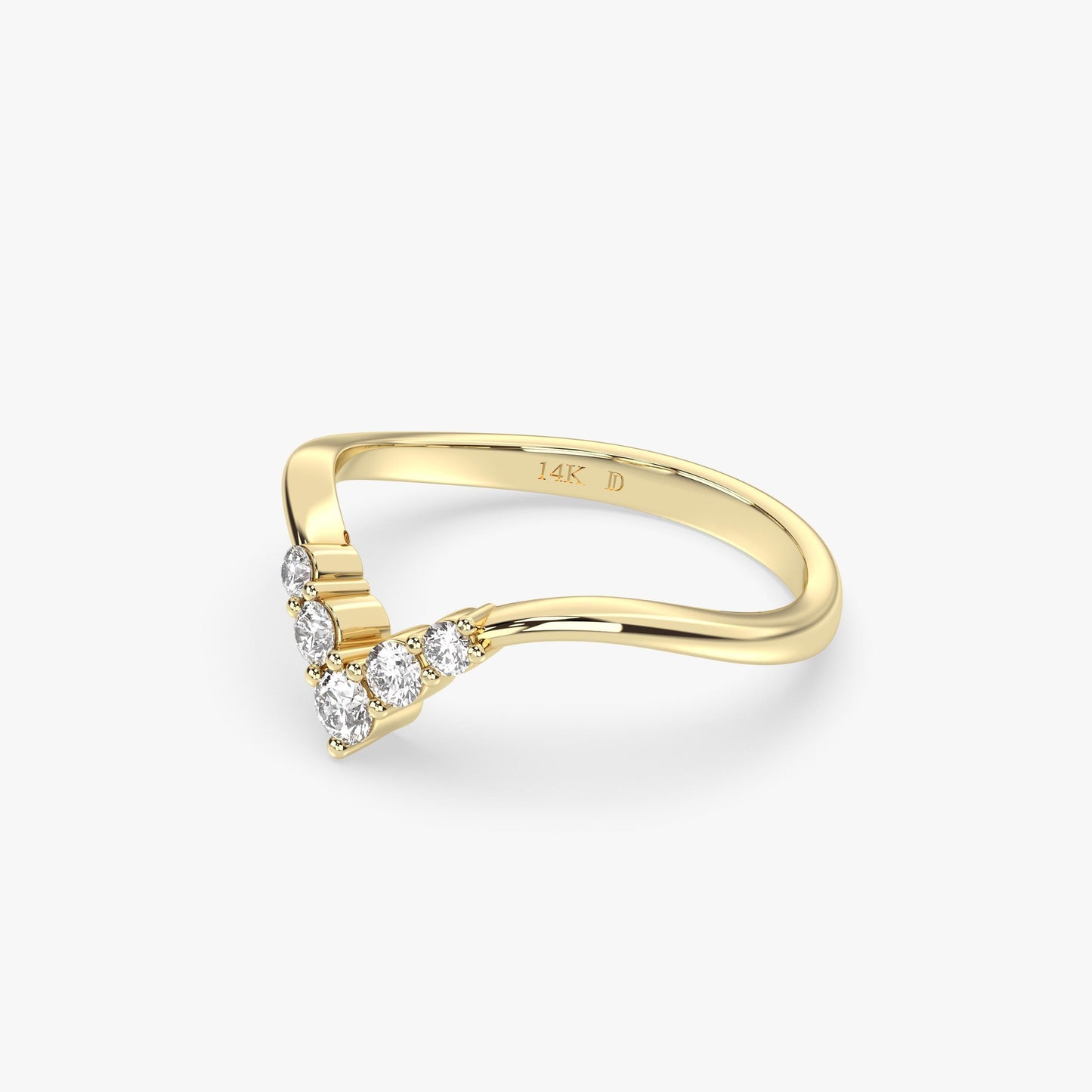 Chevron Diamond Ring in 14K Gold – V Shaped Lab Grown Diamond Stacking Band, Elegant Minimalist Wedding or Engagement Ring, Gift for Her
