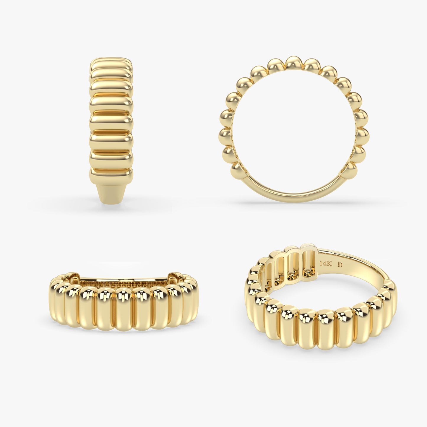Bold 14K Gold Dome Ring – Chunky Solid Gold Band with Sculptural Texture, Statement Gold Ring for Everyday or Modern Wedding Style