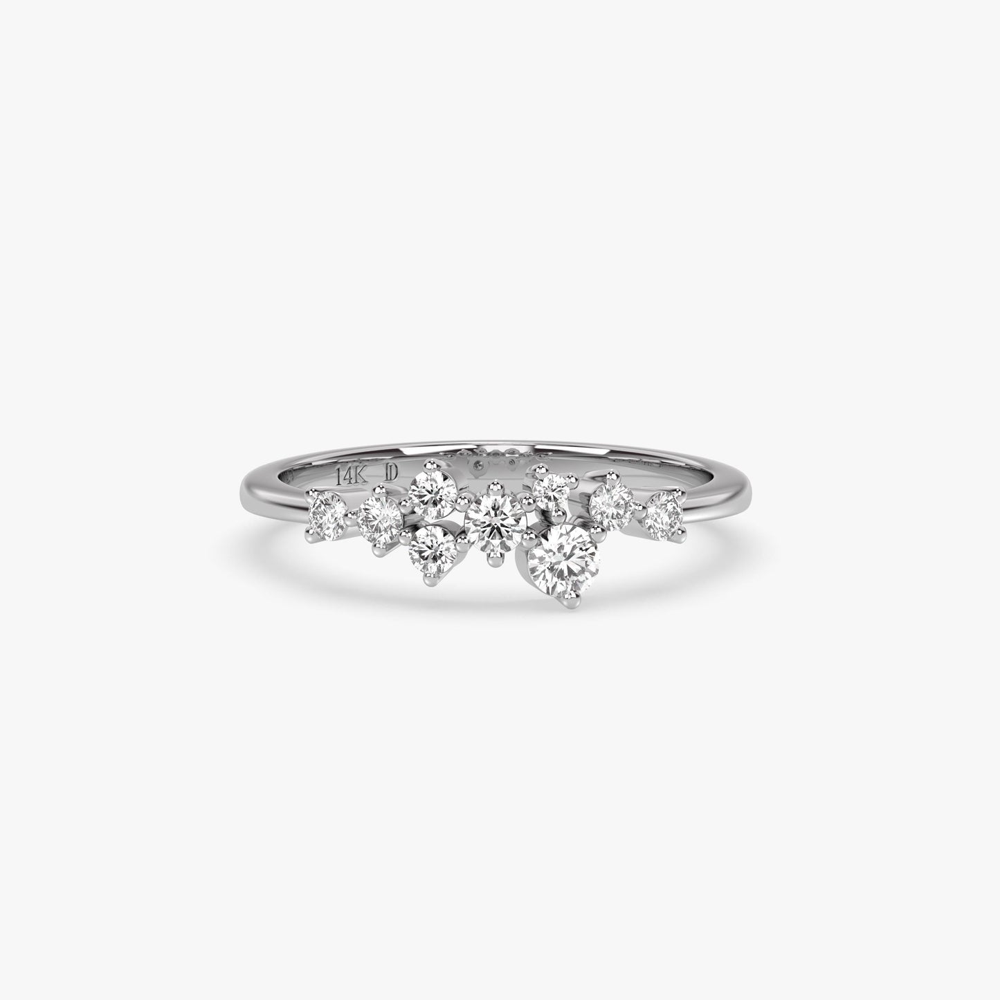 14k Gold Diamond Cluster Ring, Lab Grown Diamond Cluster Ring, Unique Diamond Stackable Ring, Diamond Wedding Band, Engagement ring for her
