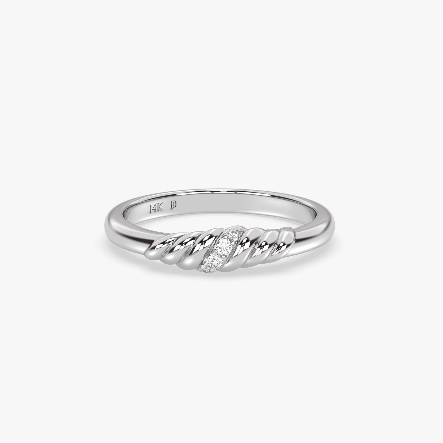 14K Gold Twisted Diamond Ring, Lab Grown Round Diamond Rope Band, Dainty Solid Gold Ring for Stacking,Elegant Minimalist Bridal Jewelry Gift