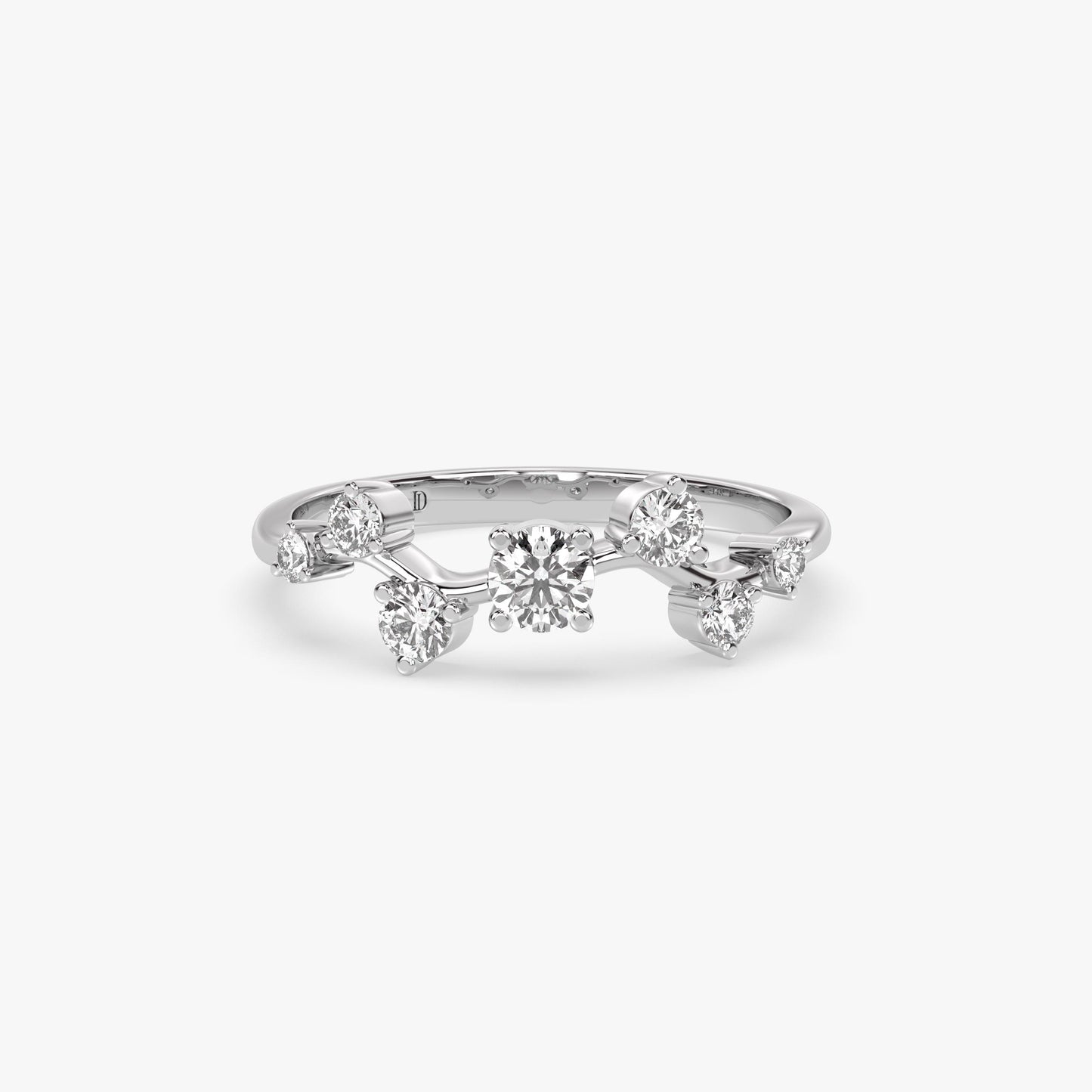 Diamond Cluster Ring in 14K Gold – Lab Grown Round Stones in Nature-Inspired Design, Dainty Stacking Ring or Elegant Minimalist Gift for Her
