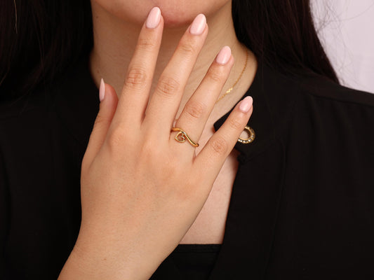 Solid 14K Gold Heart Shape Ring, Minimalist Gold Band for Women, Delicate Dainty Love Ring for Everyday Wear or Gift