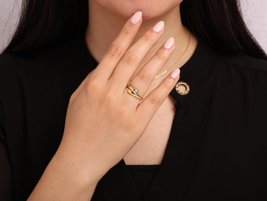 14K Solid Gold Wrap Ring, Chic Minimalist Gold Band with a Delicate Curved Silhouette, Ideal for Daily Wear & Stacking, Real Gold Jewelry