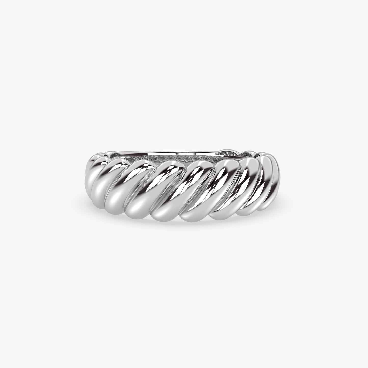 14K Gold Croissant Dome Ring, Bold Twisted Rope Band, Chunky Solid Gold Statement Ring for Women, Elegant Everyday Jewelry Gift for Her