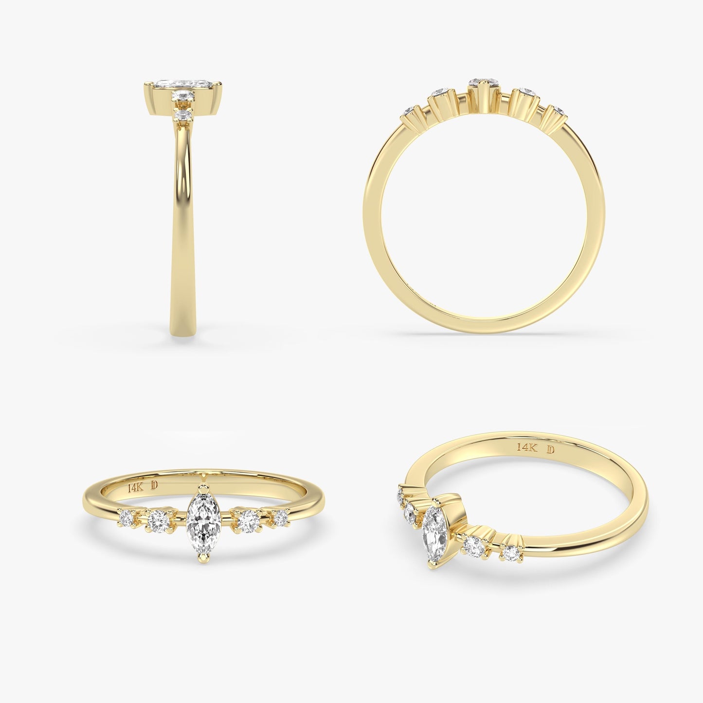 Dainty Marquise Diamond Ring in 14K Gold, Lab Grown Marquise Cut Engagement Ring, Minimalist Diamond Band,Elegant Stacking Jewelry for Women