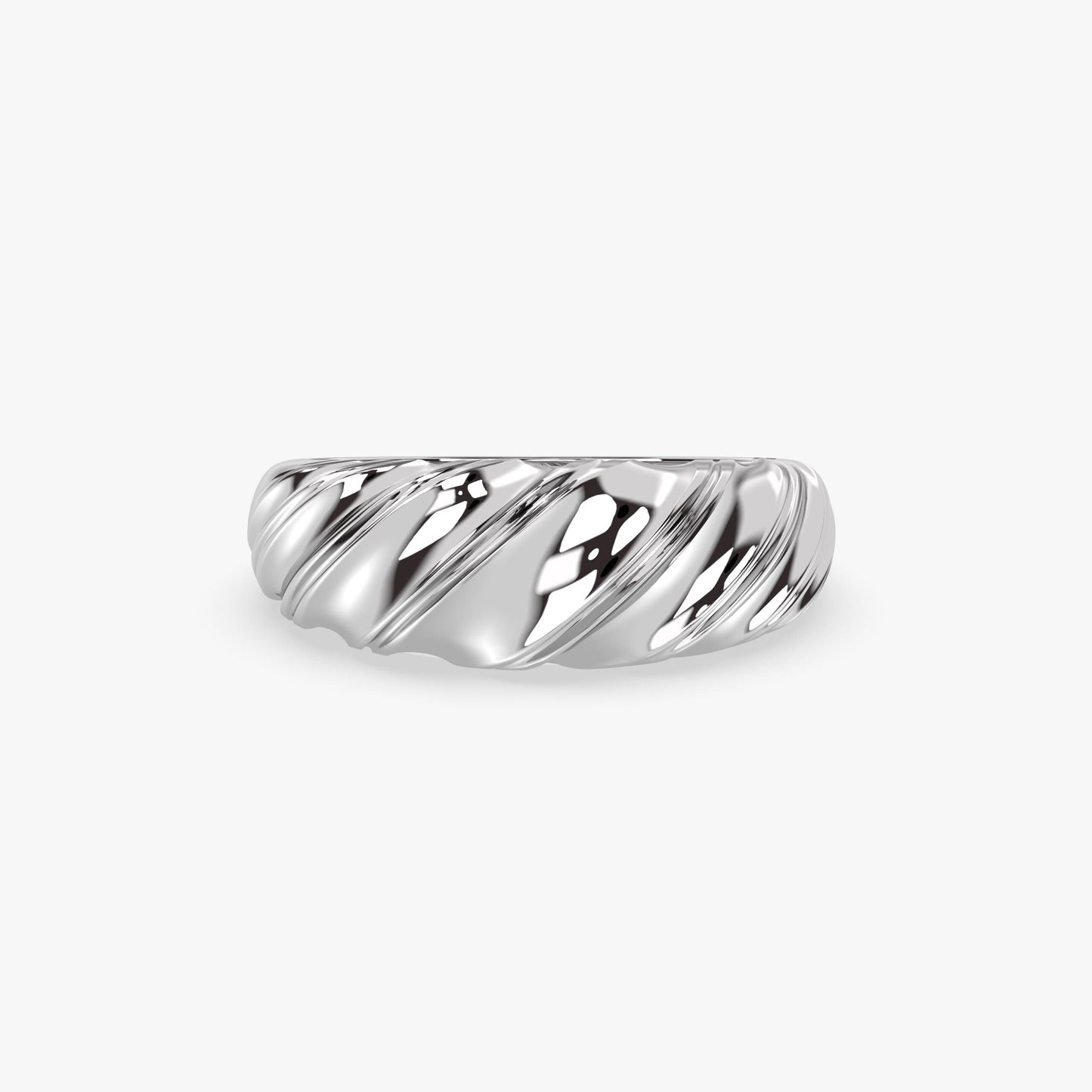 14K Gold Bold Dome Ring with Swirl Texture – Sculptural Statement Band for Everyday Chic, Cocktail Style, or Elegant Stacking Ring Look