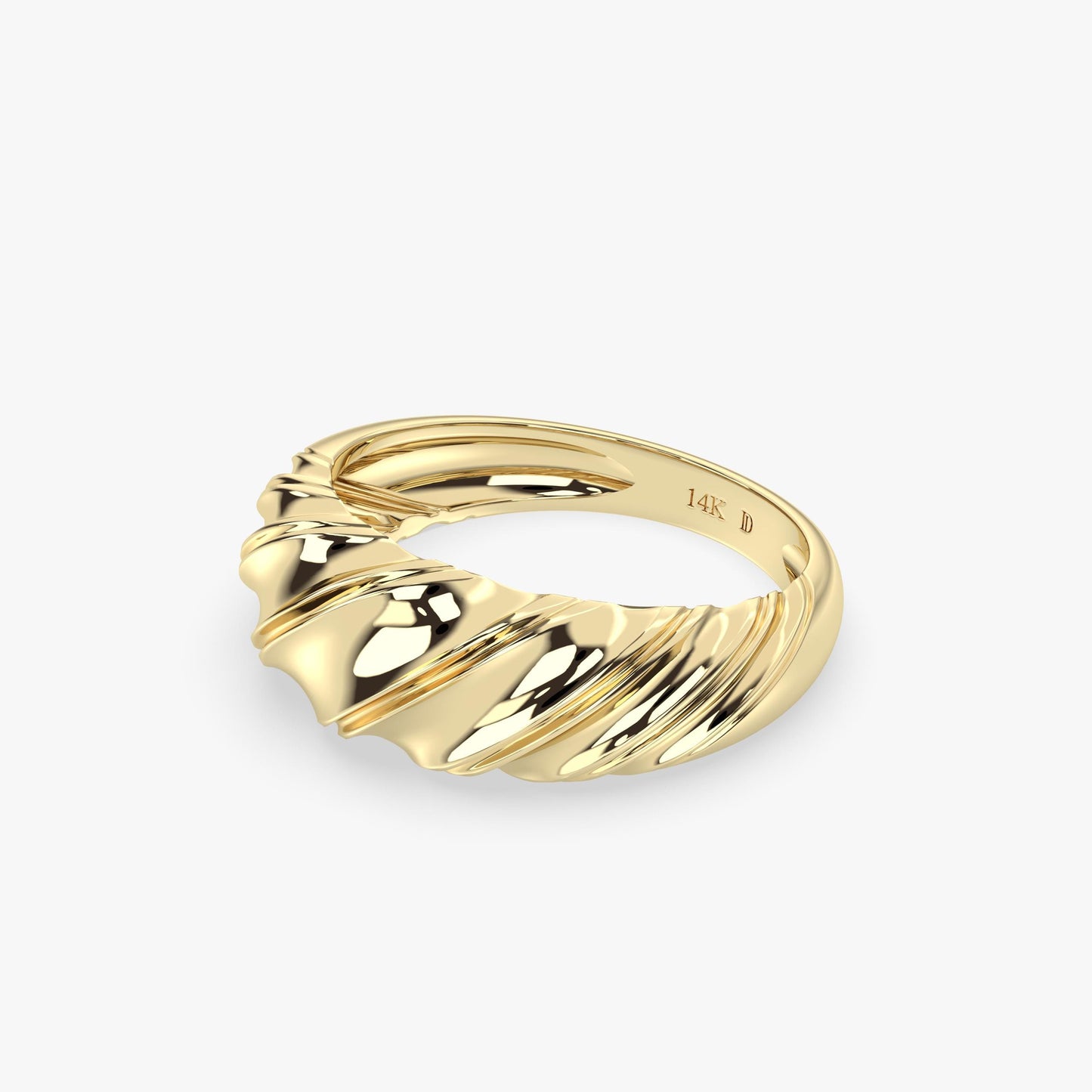 14K Gold Bold Dome Ring with Swirl Texture – Sculptural Statement Band for Everyday Chic, Cocktail Style, or Elegant Stacking Ring Look