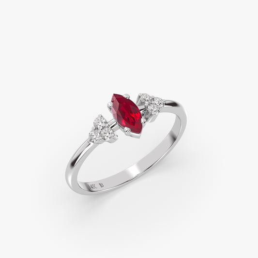 RUBY MARQUISE CLUSTER RING IN GOLD
