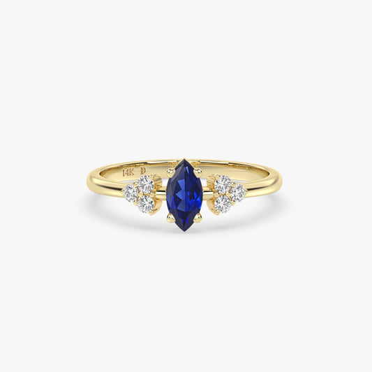 SAPPHIRE MARQUISE CLUSTER RING IN GOLD
