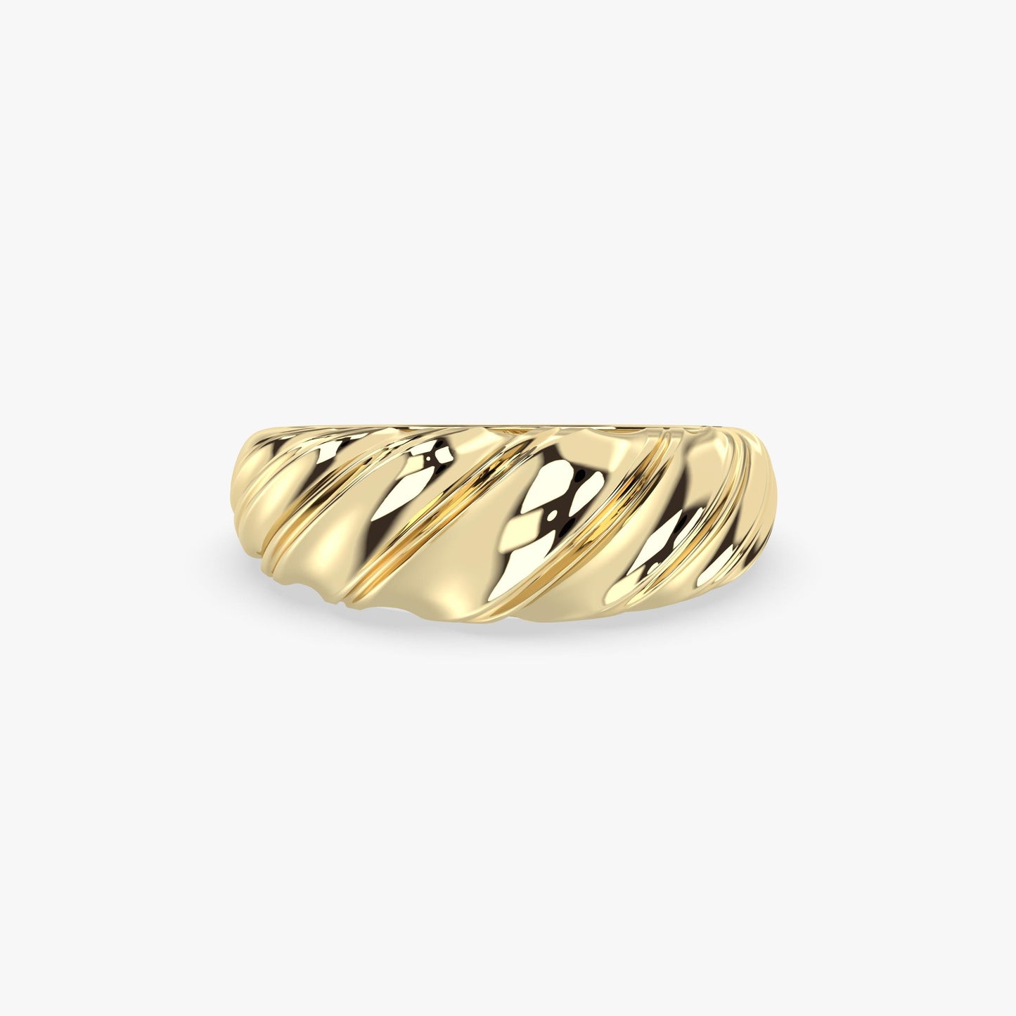 14K Gold Bold Dome Ring with Swirl Texture – Sculptural Statement Band for Everyday Chic, Cocktail Style, or Elegant Stacking Ring Look