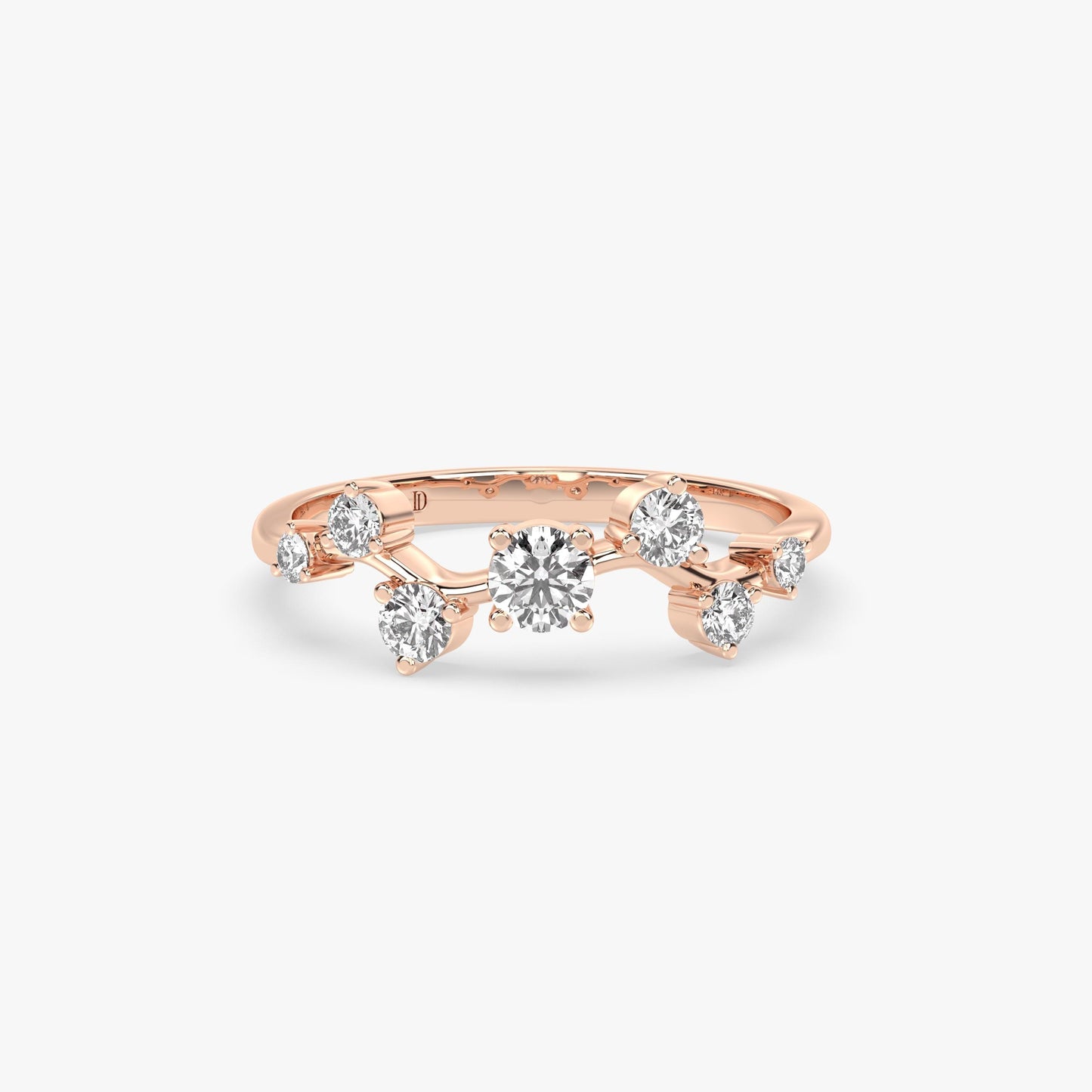Diamond Cluster Ring in 14K Gold – Lab Grown Round Stones in Nature-Inspired Design, Dainty Stacking Ring or Elegant Minimalist Gift for Her