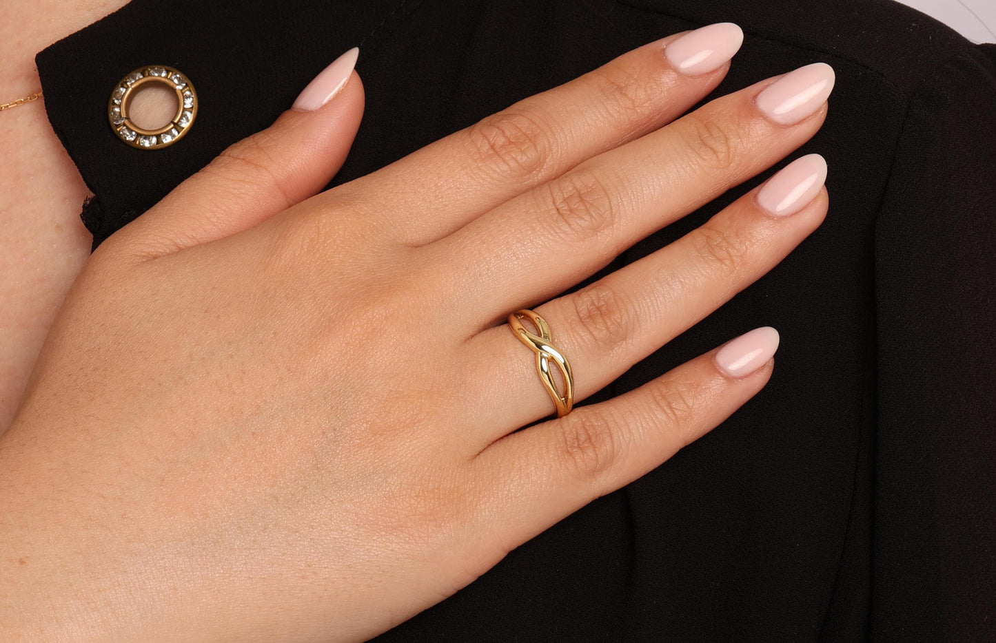 14K Gold Infinity Ring for Women – Dainty and Elegant Design, Perfect Stacking or Solo Piece, Modern Gift Idea, Real Solid Gold