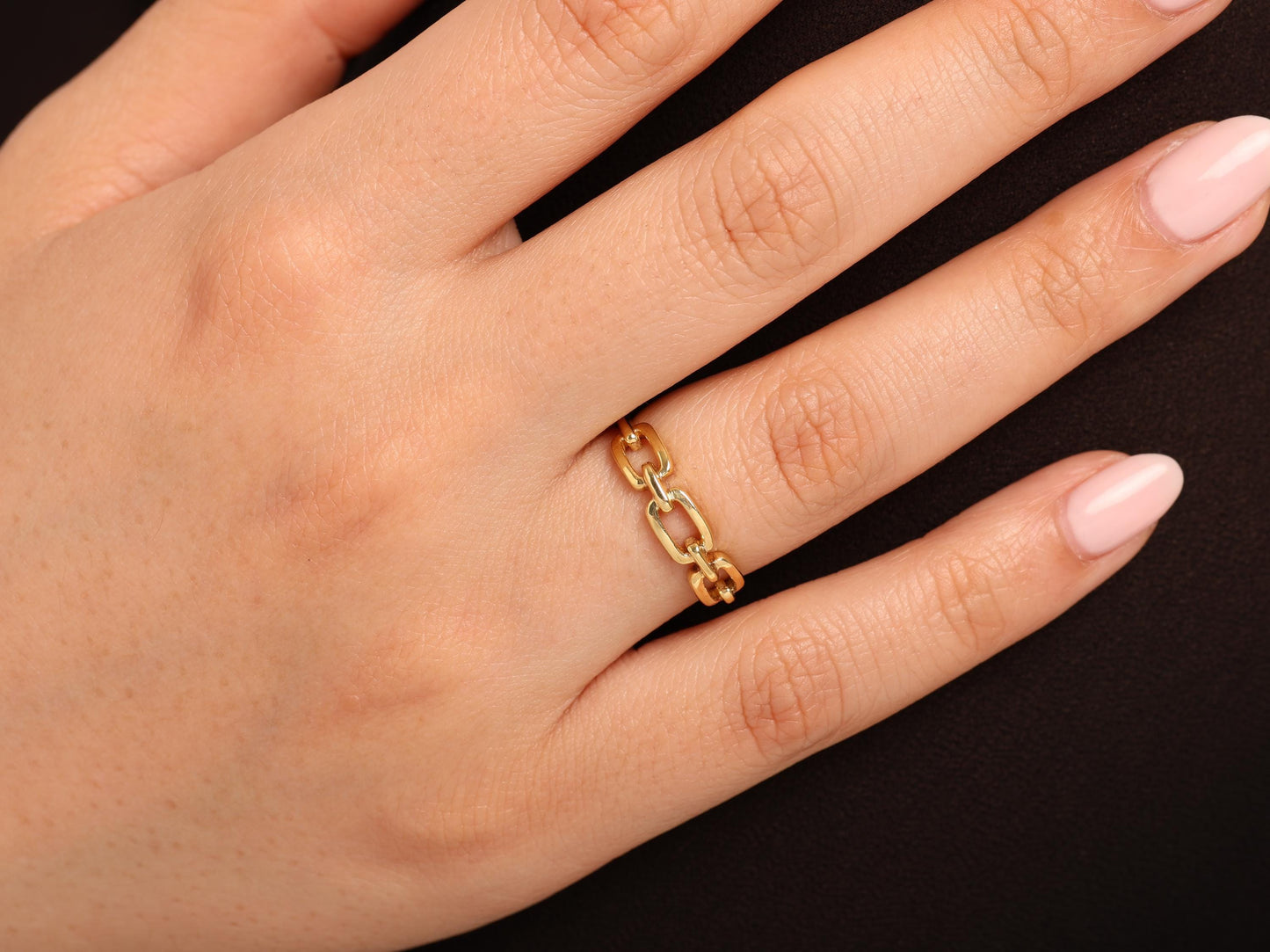 14K Solid Gold Paperclip Ring – Bold Chain Link Band, Minimalist Statement Jewelry for Stacking or Daily Wear, Gift for Her