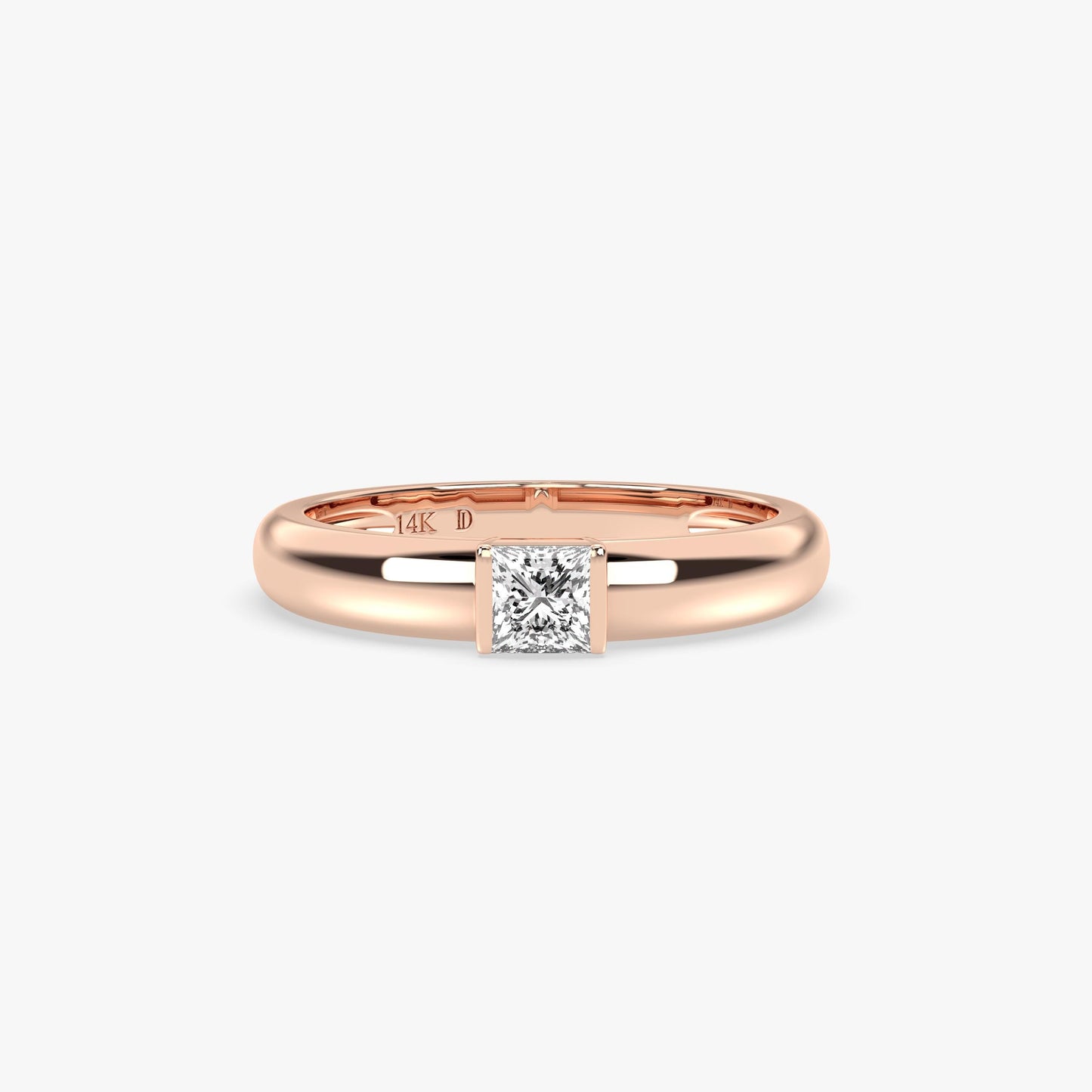 14K Gold Princess-Cut Diamond Ring – Bold Bezel Setting, Solid 14K Band, Minimal Lab-Grown Solitaire for Everyday Style, Gift for Her