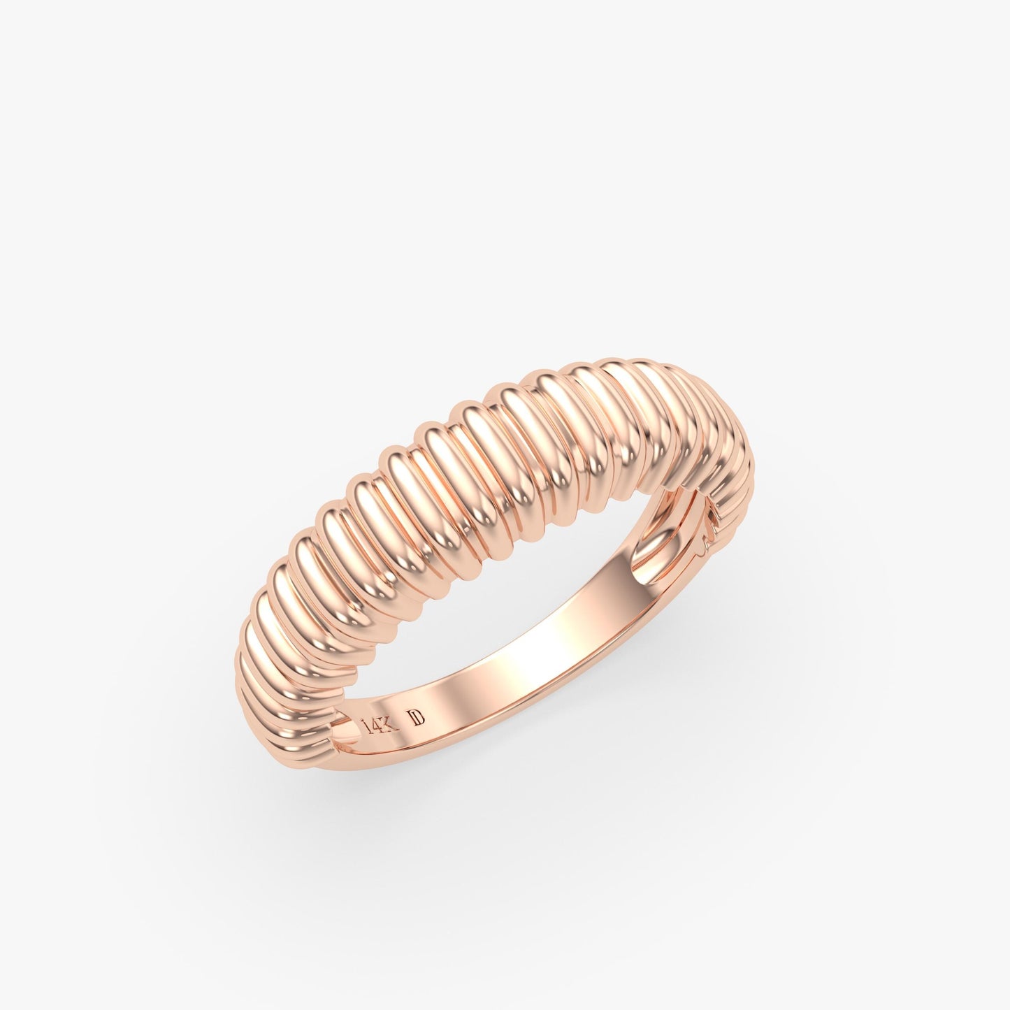 Bold 14K Gold Dome Ring – Chunky Solid Gold Band with Sculptural Texture, Statement Gold Ring for Everyday or Modern Wedding Style
