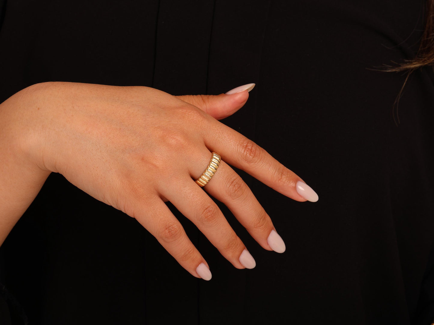 Bold 14K Gold Dome Ring – Chunky Solid Gold Band with Sculptural Texture, Statement Gold Ring for Everyday or Modern Wedding Style