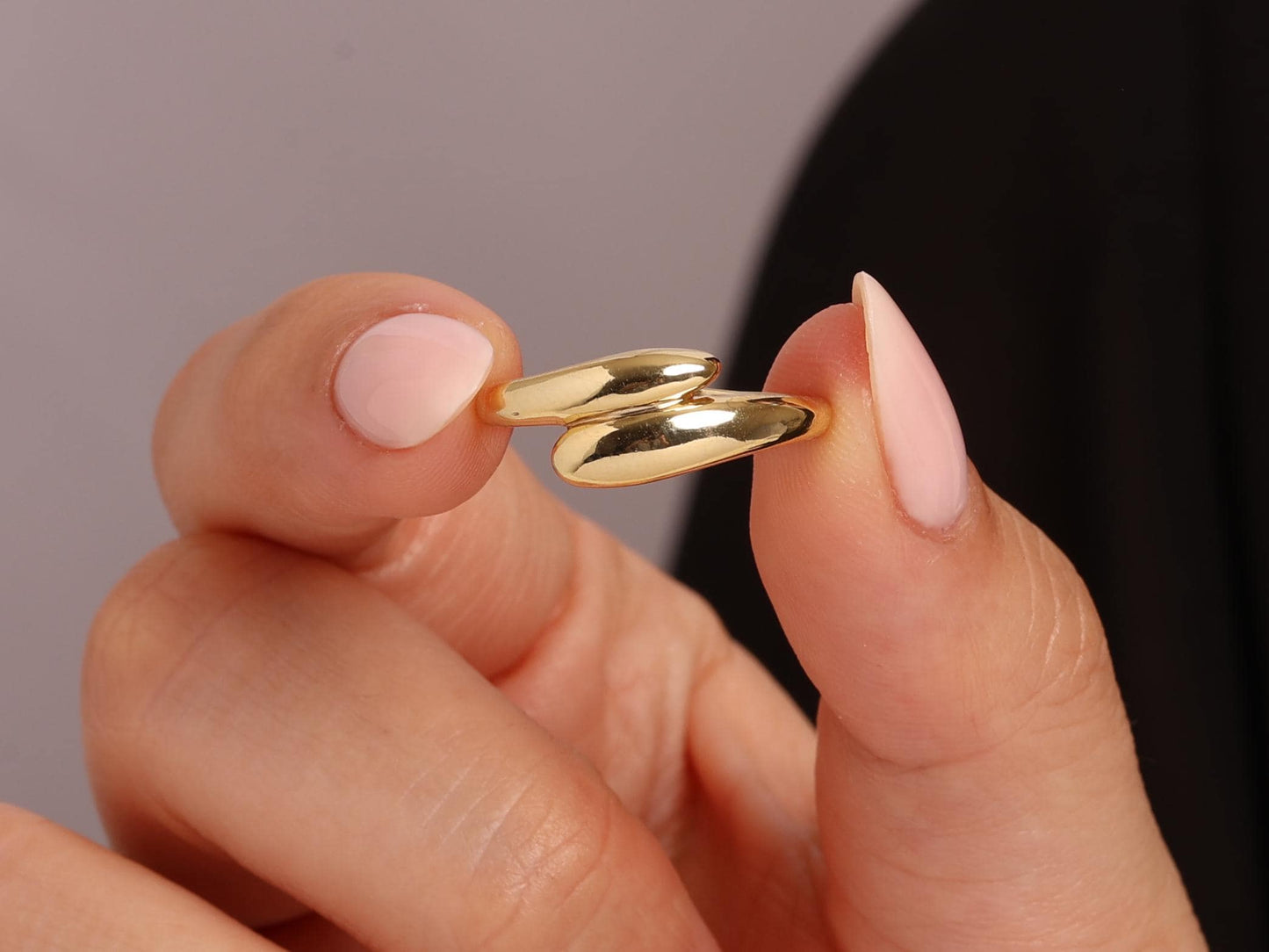 14K Solid Gold Wrap Ring, Chic Minimalist Gold Band with a Delicate Curved Silhouette, Ideal for Daily Wear & Stacking, Real Gold Jewelry