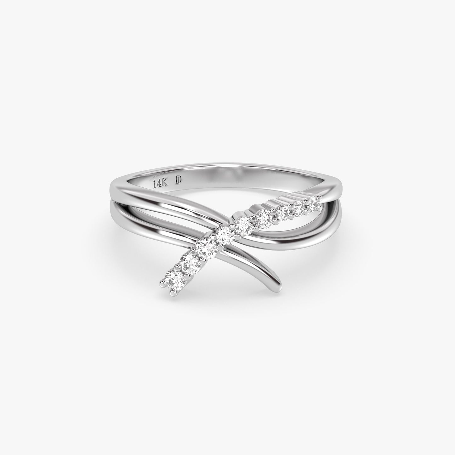 Crisscross Diamond Ring in 14K Gold – Lab Grown Stones, Twisted Gold Band, Modern Wedding or Promise Ring, Elegant Gift for Her or Mom